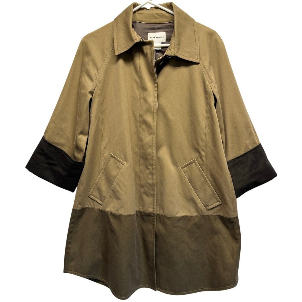 Club Monaco Two-Tone Khaki and Dark Olive Trench Coat